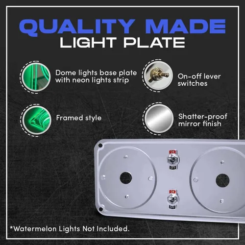 Vista 2 de Placa de luces de cúpula Peterbilt de la Florida (ámbar) Placa de luz de espejo Peterbilt con interruptores/interruptores Iluminación