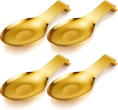 Vista 12 de Nuanchu 6 piezas de acero inoxidable soporte para cucharas y espátulas para estufa, mango para cucharón, soporte para cucharas para encimera Negro