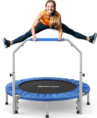 Vista 9 de BCAN SP2 - Mini trampolín plegable de 40/48 pulgadas, carga máxima de 330 libras/440 libras, rebote de fitness con mango de espuma ajustable
