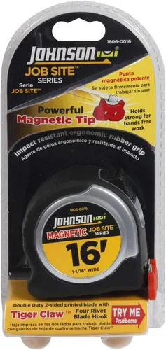 Vista 2 de Johnson Level & Tool 1806-0016 - Cinta magnética para sitio de trabajo, 25 pies, negro/amarillo, 1 cinta