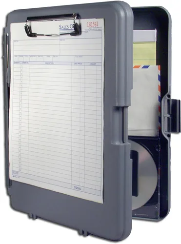 Vista 6 de Saunders DeskMate Portapapeles de almacenamiento de plástico, tamaño carta 8.5 x 12 pulgadas, Gris