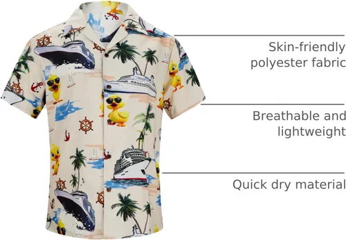 Vista 169 de Camisa hawaiana para hombre, con estampado floral, cómoda, con botones, casual, manga corta, ropa de playa para hombre
