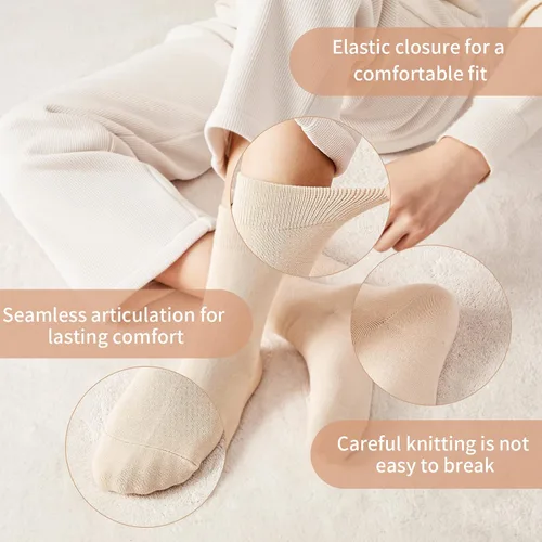 Vista 3 de JBOX Womens Socks100 Cotton Socks for Women Crew Socks Ladies Plus Size Slouchy Socks Hiking Socks Thin Cotton Socks 4 Pair