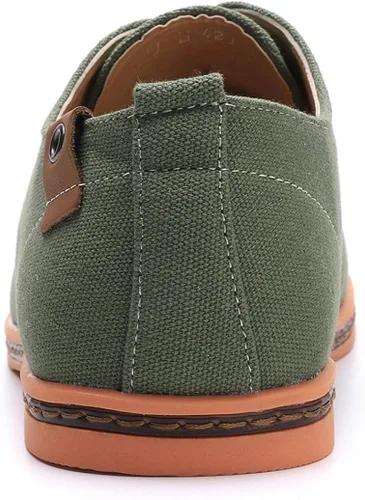 Vista 5 de DADAWEN Zapatos de vestir Oxford de lona casuales para hombre, zapatos de vestir con cordones