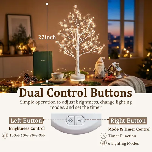 Vista 5 de EAMBRITE Árbol de abedul iluminado con luces LED, lámpara de árbol