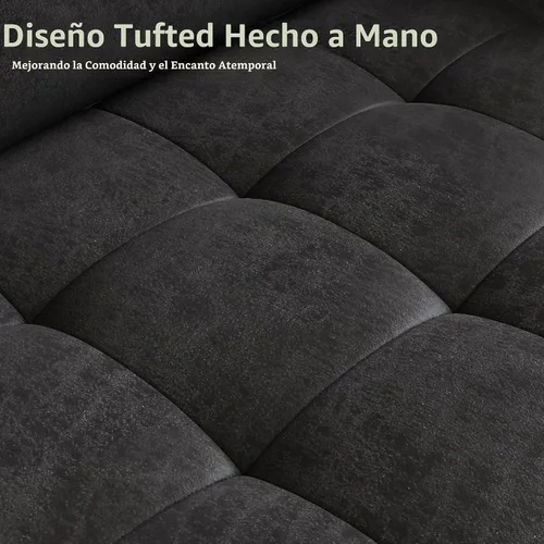 Vista 5 de HIFIT Sofá biplaza de 57 pulgadas, sofá de cuero sintético moderno de Negro
