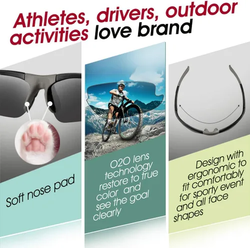 Vista 7 de Gafas de sol polarizadas deportivas para jóvenes, adolescentes, niños, niñas, jóvenes, ciclismo, golf, béisbol, ciclismo, pesca, correr, softbol