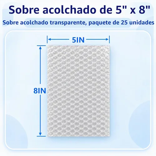 Vista 2 de Bolsas de burbujas de 5 x 8 pulgadas, 25 bolsas de burbujas de doble pared a prueba de golpes, bolsas de burbujas transparentes para embalaje