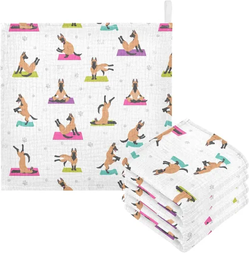Vista 16 de Toallas de algodón para bebé, toallas de baño unisex para recién nacidos, toallitas naturales para piel delicada, 11.8 x 11.8 pulgadas, paquete de 5