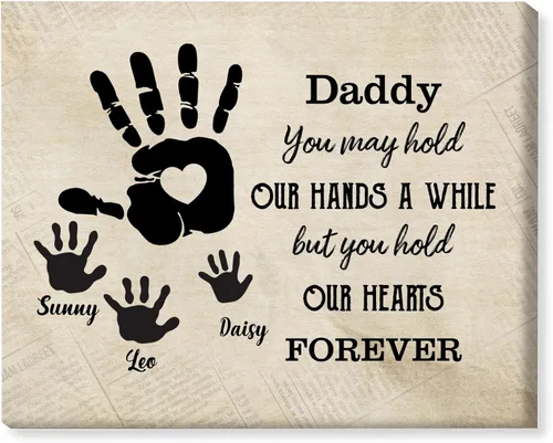 Vista 8 de GOSSBY Lienzo personalizado (1 niño) Daddy, You Hold My Hand For A While, But You Hold My Heart Forever Padre, regalos para papá, foto personalizada