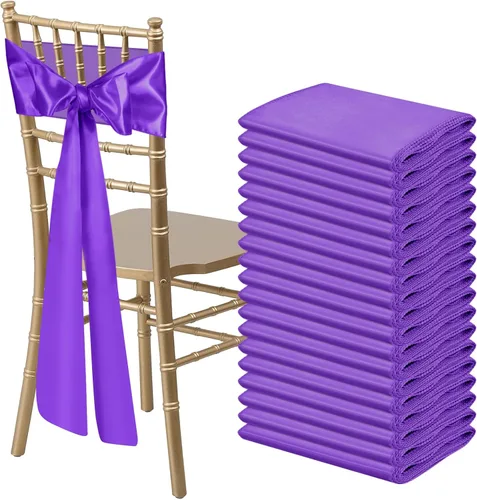 Vista 9 de 10 PCS Lazos de Satén Azul Bebé para Sillas Bandas Universales Cintas para Sillas Lazos Traseros para Bodas Fiestas Recepciones Eventos Banquetes