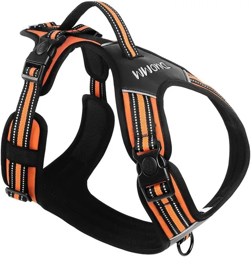 Vista 9 de Arnés para perro sin tirones con asa, chaleco táctico reflectante ajustable para perros medianos y grandes, chaleco acolchado de ajuste cómodo