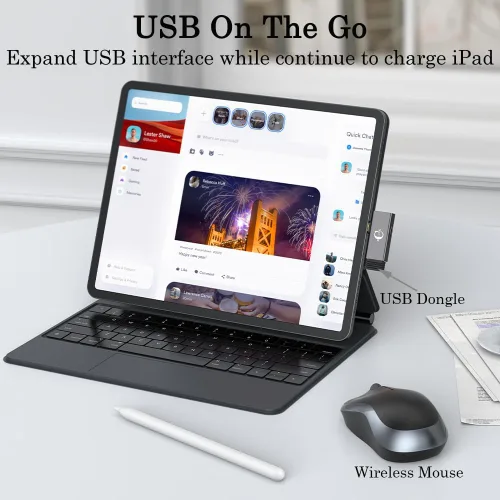 Vista 7 de BCLINK Adaptador USB C a USB 3.1 2 en 1 con puerto de carga de 100 W, convertidor Thunderbolt 4/3 OTG para Meta Quest 2, iPhone 15, MacBook, iMac