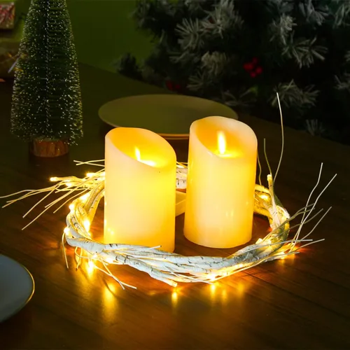 Vista 4 de SULOLI Guirnalda de abedul de Navidad con luces de 6 pies, funciona con 48 LED, funciona con pilas, ramita iluminada con temporizador para Navidad