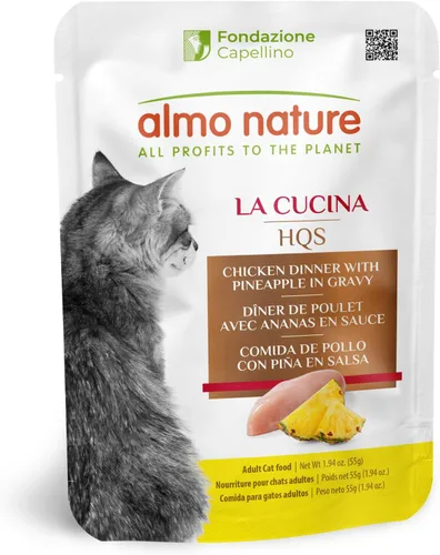 Vista 9 de almo nature HQS La Cucina - Pollo con manzana en gelatina, sin granos, sin aditivos, alimento húmedo para gatos adultos, rallado, bolsas, 24 x 55