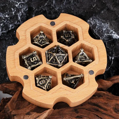 Vista 5 de Surpass DND - Juego de dados de metal, 7 piezas, para juegos de rol, dados poliédricos, regalos de mazmorras y dragones (turquesa antigua)