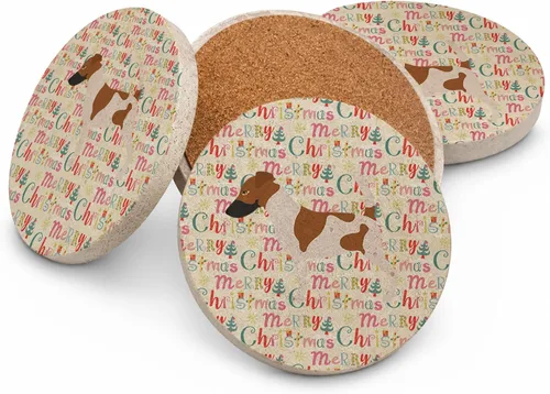 Vista 11 de AIDI Atlas Mountain Dog Merry Christmas - Posavasos grandes de piedra arenisca, paquete de 4