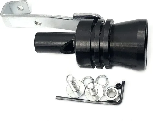 Vista 7 de DEVMO Silenciador de escape universal de aleación de aluminio de tamaño XL, silenciador de tubo de escape de sonido turbo para coche (XL-negro)
