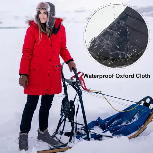 Vista 2 de Botas de nieve de invierno para mujer, impermeables, con forro de piel, cómodas, botas de exterior cálidas, antideslizantes, para invierno