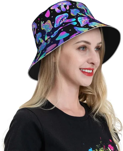 Vista 4 de Sombrero de pescador retro de los años 80 y 90 para hombres y mujeres, plegable, gorra para el sol, accesorios para fiestas rave, sombrero