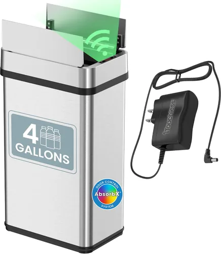 Vista 11 de iTouchless - Bote de basura de 15 litros / 4 galones de acero inoxidable con sensor de apertura de alas para baño, operación automática sin
