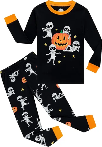 Vista 29 de KikizYe - Conjunto de pijamas para niños y niñas pequeños y grandes, ropa de dormir de 100% algodón 33/4 piezas/dinosaurio