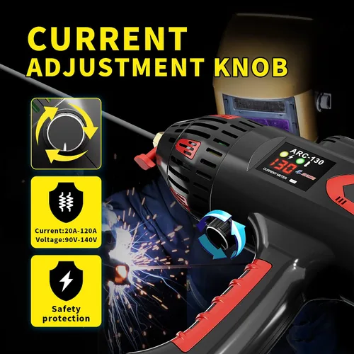 Vista 4 de GZ GUOZHI Máquina de Soldar Portátil de Mano, Soldador de Arco de 110V 130Amp Soldador de Mano Portátil, Inversor IGBT con Pantalla Digital, Juego