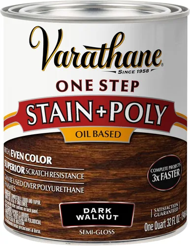 Vista 3 de Varathane 225243H Tinte de un paso a base de aceite + Poli, cuarto de galón, Nuez Americana Dorada