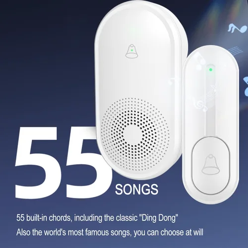 Vista 6 de Timbre inalámbrico con 5 receptores, 2 botones, timbre impermeable IP55, timbre remoto de 1000 pies/984.3 ft, 55 campanas de 5 volumen, LED
