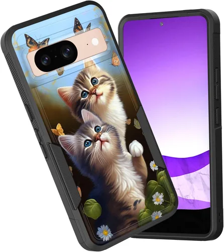 Vista 129 de Funda para Pixel 6A, funda híbrida de doble capa resistente a prueba de golpes de policarbonato duro de silicona suave TPU para Google Pixel 6A