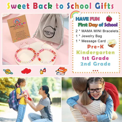 Vista 6 de UNGENT THEM Regalos para el primer día de clases para mamá y yo pulseras de regreso a clases