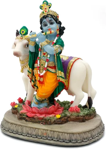 Vista 8 de alikiki Estatua hindú de Dios Señor Krishna – 5.7 pulgadas de alto, escultura de ídolo de la India Krishna, regalos para amigos indios, familia