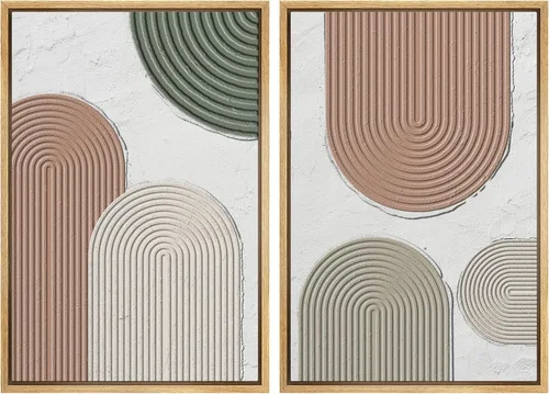 Vista 13 de SIGNWIN Lienzo enmarcado para pared, juego de arte con anillos de árbol de bosque grunge en blanco y negro, ilustraciones de naturaleza silvestre
