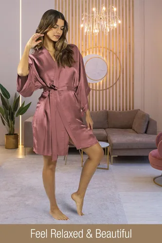 Vista 2 de Luxury Artisan Silk Robes For Women, Washable Pure Silk Kimono For Women Short