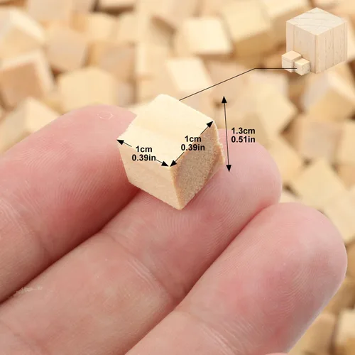 Vista 2 de 1500 cubos de madera de 0.4 in para manualidades, bloques de madera pequeños sin terminar de 0.4 pulgadas, mini bloques de madera para proyectos