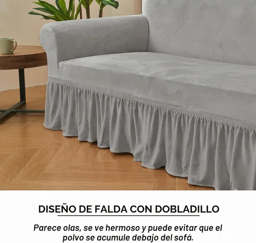 Vista 3 de NICEEC Funda de Sofá Súper Suave de 1 Pieza Gris Claro Funda Deslizable para Sofás Elástica Universal de Spandex Fundas de Sofá para Sala de Estar
