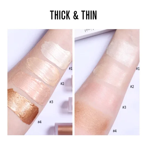 Vista 3 de Rotulador líquido para rostro, iluminador brillante, maquillaje para rostro, mejillas, cuerpo, suave, sedoso, impermeable, iluminador de cuerpo