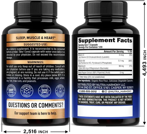 Vista 2 de Glicinato de magnesio 500 mg – Suplemento quelatado – Forma de alta absorción de magnesio – Apoyo para el sueño, la salud muscular y cardíaca