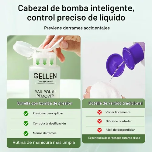 Vista 2 de Gellen Removedor de esmalte de uñas, sin acetona, para esmalte de uñas