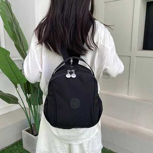 Vista 4 de Mochila impermeable para mujer, elegantes bolsas de mensajero, bolsa cruzada con múltiples compartimentos, Negro