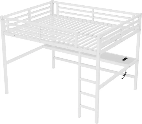 Vista 4 de Bellemave Cama Queen Loft con escritorio y estación de carga (negro)