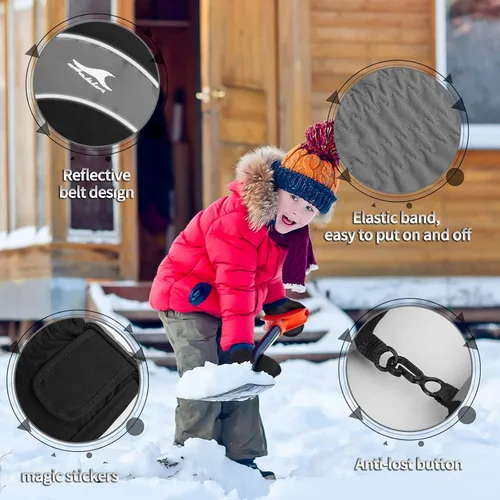 Vista 5 de Achiou Guantes de esquí para niños, guantes de nieve impermeables de invierno para niños, guantes de snowboard cálidos para pantalla táctil