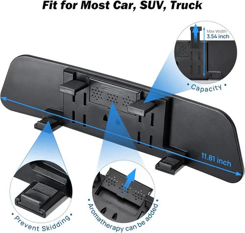 Vista 5 de JOYTUTUS Espejo retrovisor, espejo retrovisor convexo panorámico de 12 pulgadas con clip antirreflejos de gran angular, eficaz para reducir el punto