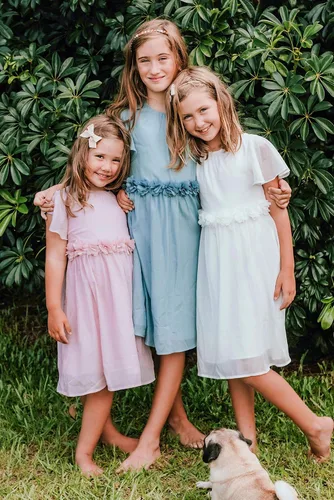 Vista 5 de GRACE KARIN Vestido de niña de flores para niñas, cuello redondo, lindo vestido de fiesta de boda de gasa para 5-12 años