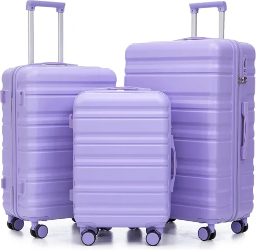 Vista 24 de Merax 3 piezas expandible ABS Hardshell equipaje Sets Spinner Wheel Maleta TSA Lock Suit Case, Apertura frontal negra, Juego de 2 piezas, Maleta