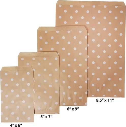 Vista 6 de CuteBox Bolsas de regalo de papel plano blanco con lunares (4 x 6 pulgadas) para mercancía, manualidades, recuerdos de fiesta, venta al por menor