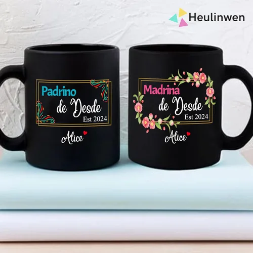 Vista 7 de Padrinos De Bautizo Propuesta Set 2 Tazas Café 11Oz, Quieres Ser Mis Padrinos De Bautizo, Quieres Ser Mi Madrina est 2024, Dios Padrinos Presenta