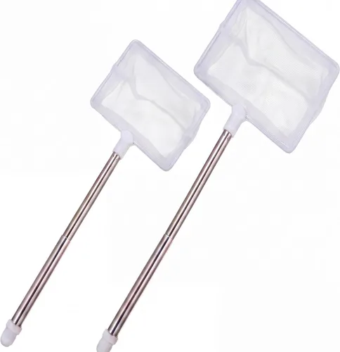 Vista 8 de Sumind 2 redes para pecera, malla para acuario, redes de pesca de mango largo con redes extensibles de acero inoxidable de 12.5 a 27.5 pulgadas