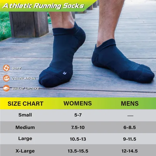 Vista 6 de Hylaea Calcetines Atléticos para Correr con Cojín Acolchado que Absorben la Humedad de Corte Bajo 3 Pares Negro