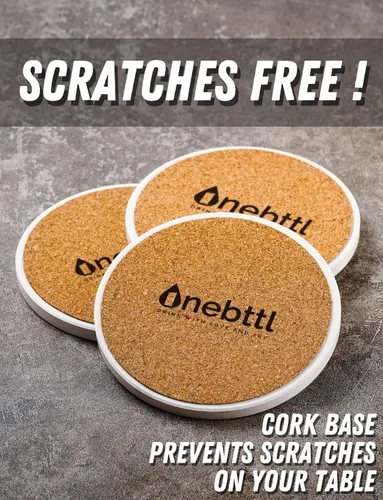 Vista 6 de Onebttl Juego de 6 posavasos con monograma, letra inicial, cerámica, absorbente con base de corcho, decoración del hogar para familia, inauguración